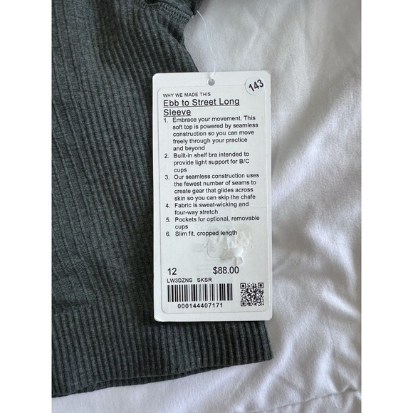 New Lululemon Ebb to Street Sz 12 Long Sleeve Shirt Smoked Spruce Green W/ Bra - Picture 3 of 9